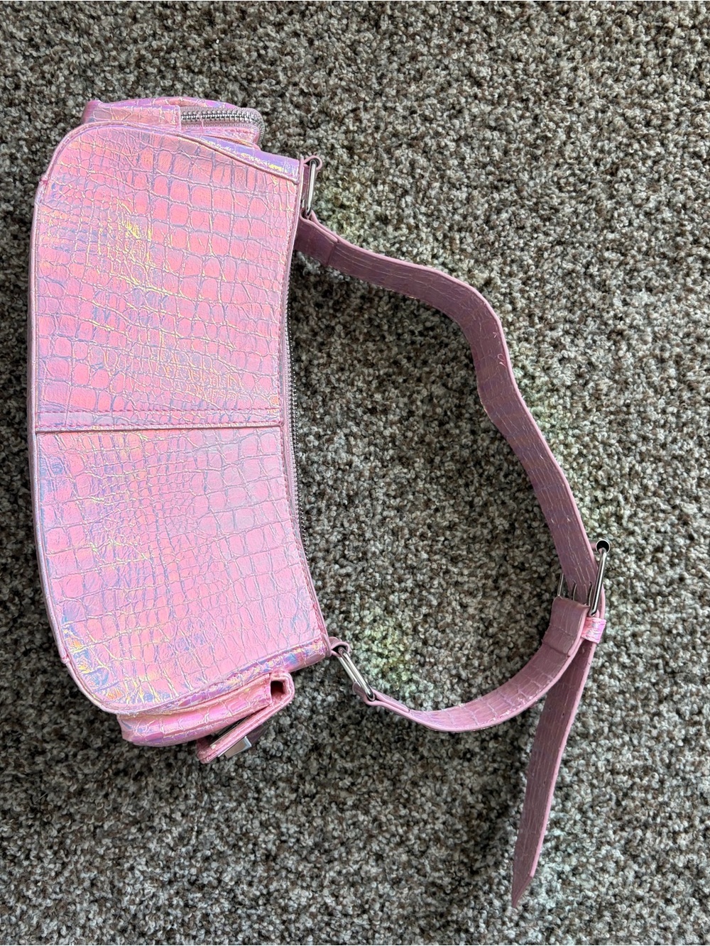 Iridescent Pink Croc-Embossed Paris Hilton Women’s Crossbody Bag - Picture 2 of 7